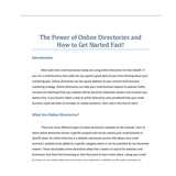 The Power Of Online Directories And How To Get Started Fast!